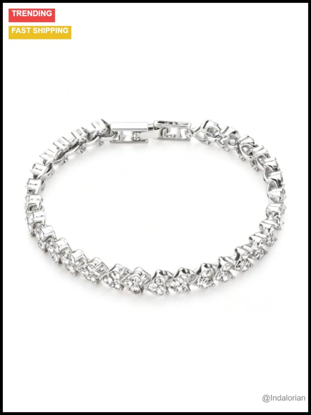 Titanium Steel Tennis Bracelet 7in Full Pave Cubic Zirconia Easy-Hook Clasp